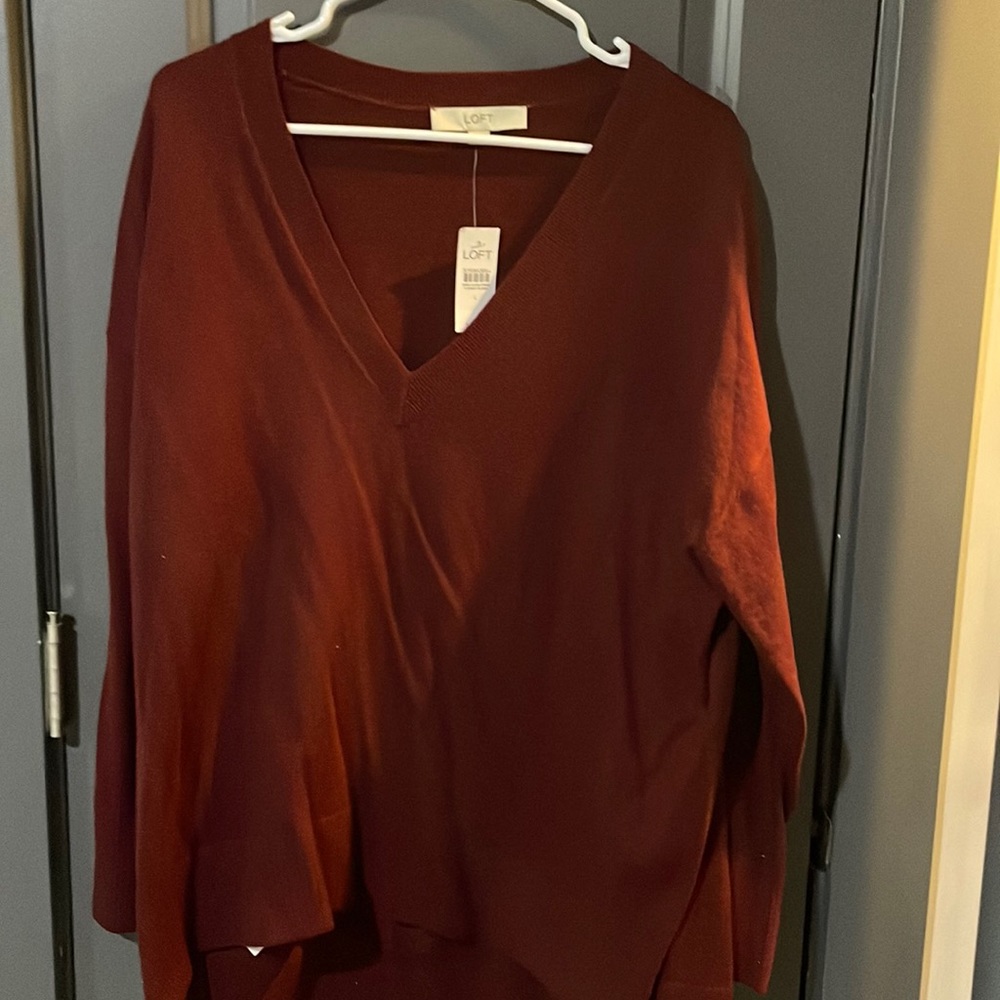 Loft vneck sweater maroon